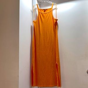 Fitted Sleeveless Rib-Knit Midi Dress for Women